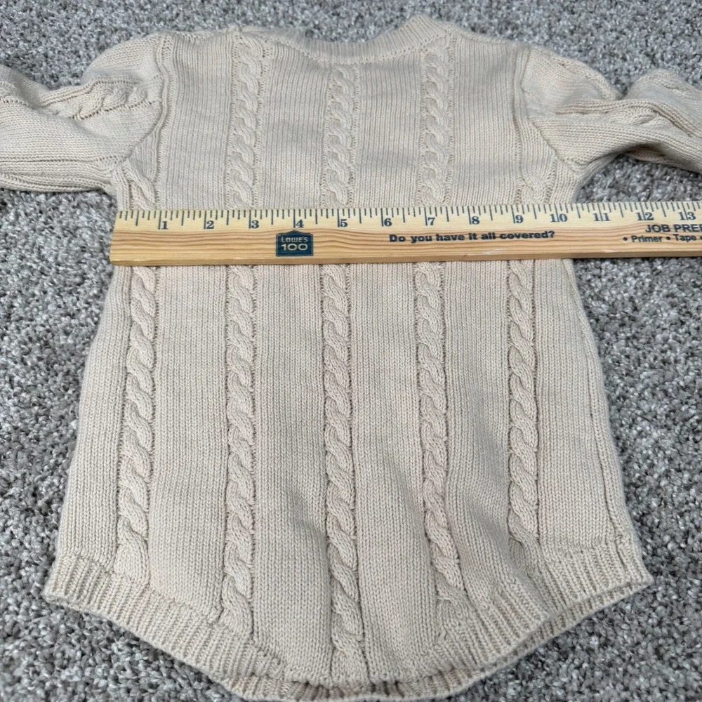 Luna + Luca Organics Beige Cable Knit Romper Bodysuit 12-18M Long Sleeve Oatmeal